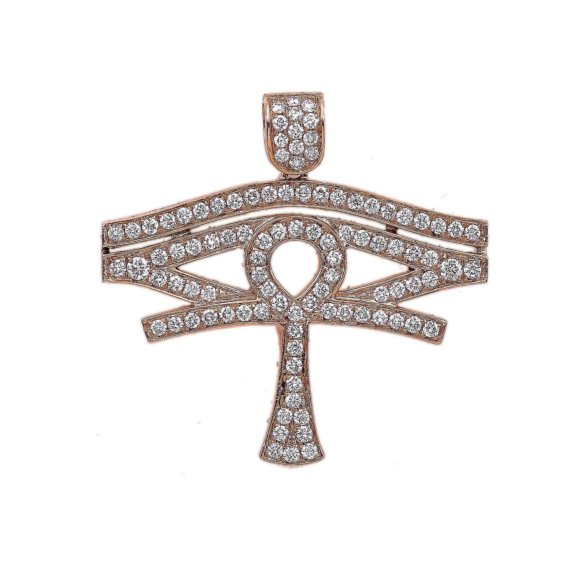 14K Rose Gold Diamond Horus Eye Shaped Pendant