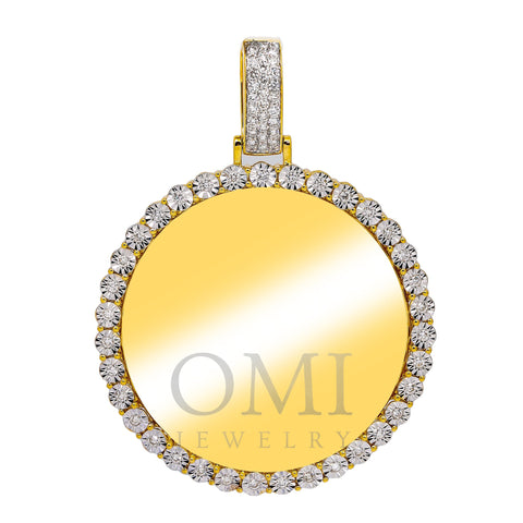 14K YELLOW GOLD CIRCLE PICTURE PENDANT WITH 1.25 CT DIAMONDS