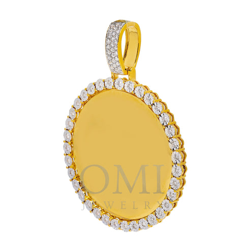 14K YELLOW GOLD CIRCLE PICTURE PENDANT WITH 1.25 CT DIAMONDS