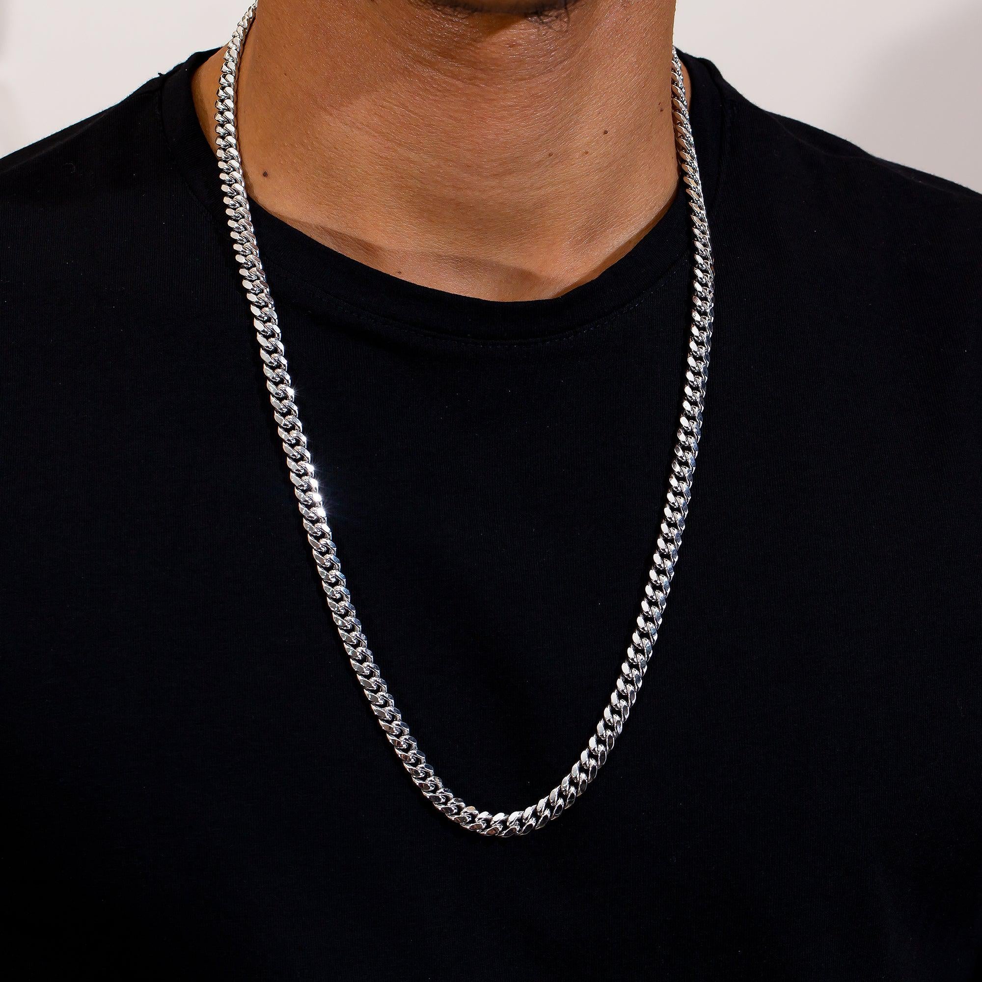 10K White Gold 6mm Hollow Cuban Link Chain Available In Sizes 18"-26"