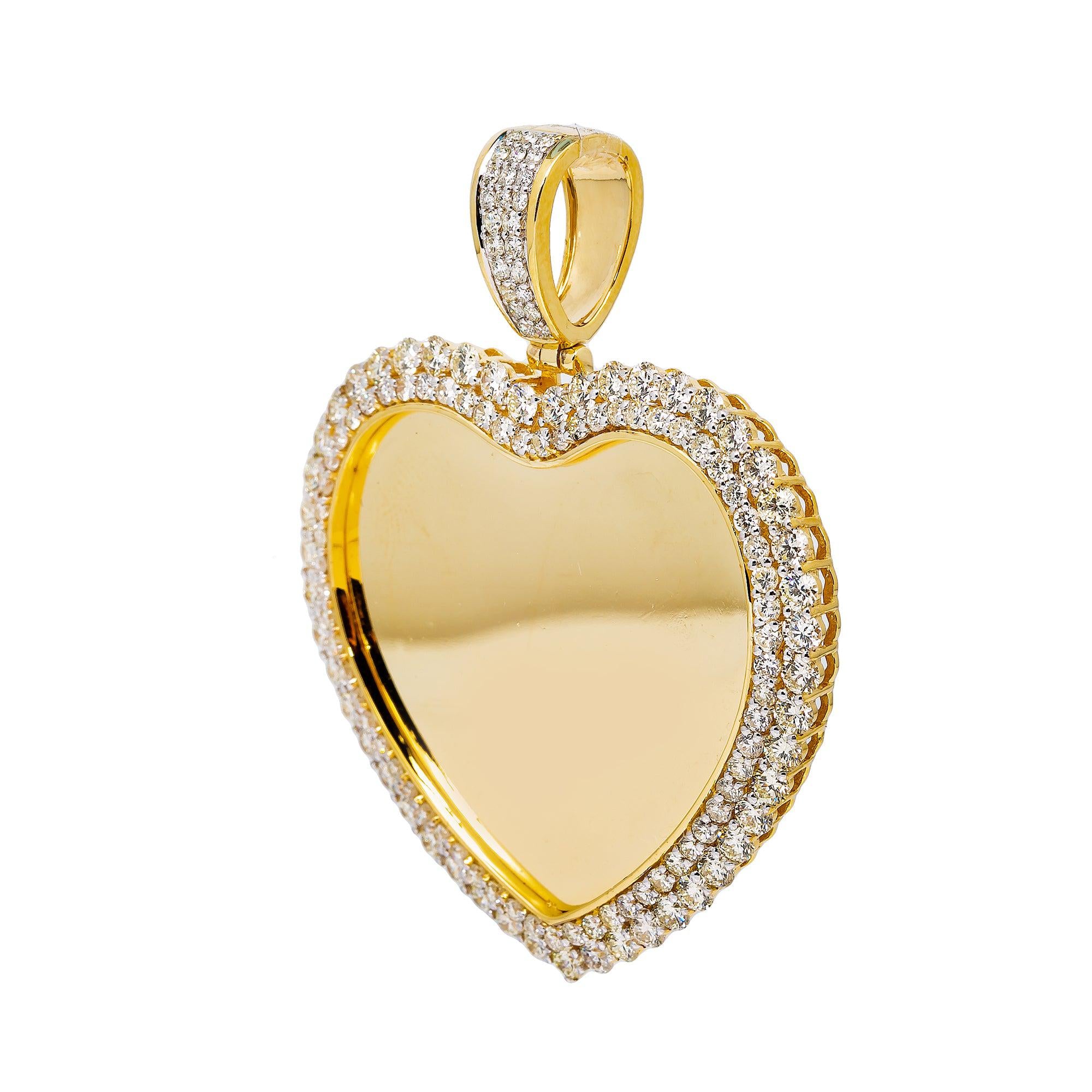 10K YELLOW GOLD DIAMOND HEART PICTURE PENDANT 6 CT