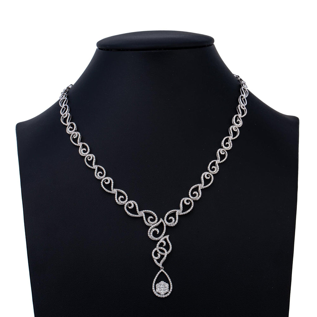 18K WHITE GOLD DIAMOND DROP NECKLACE 5.05 CT