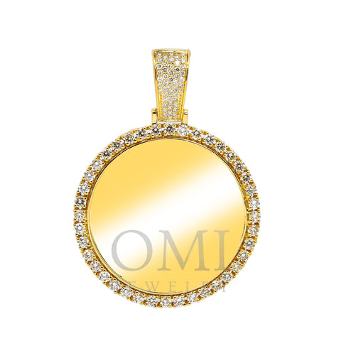 10K YELLOW GOLD CIRCLE PICTURE PENDANT WITH 2.85 CT DIAMONDS