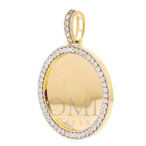 10K YELLOW GOLD CIRCLE PICTURE PENDANT WITH 2 CT DIAMONDS