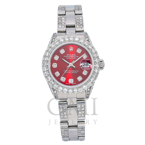 Rolex Lady-Datejust 6917 26MM Red Diamond Dial With 5.25 CT Diamonds