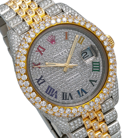Rolex Datejust Diamond Watch, 126303 41mm, Rainbow Diamond Dial With Two Tone Bracelet