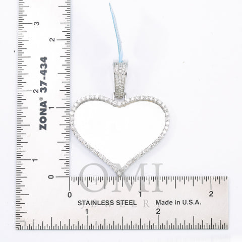 10K WHITE GOLD CUSTOM DIAMOND HEART PICTURE PENDANT 1.35 CT