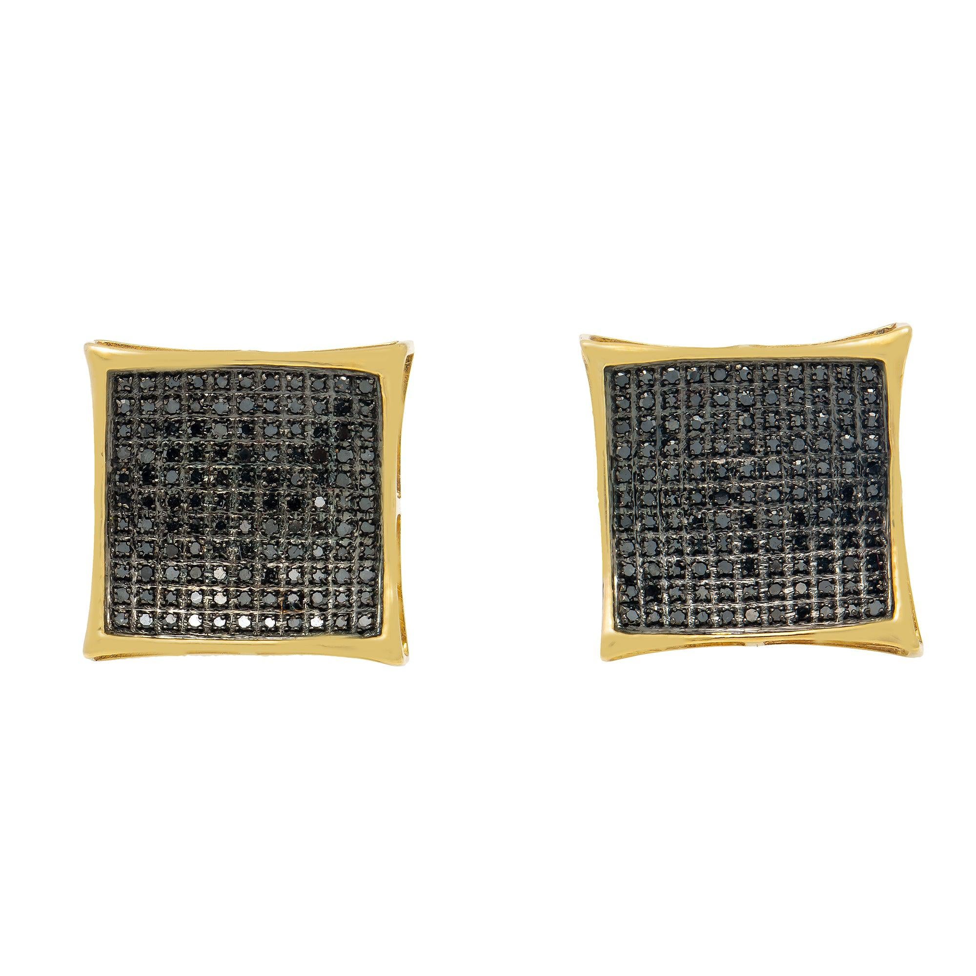 10K GOLD BLACK DIAMOND KITE EARRINGS 0.75 CTW