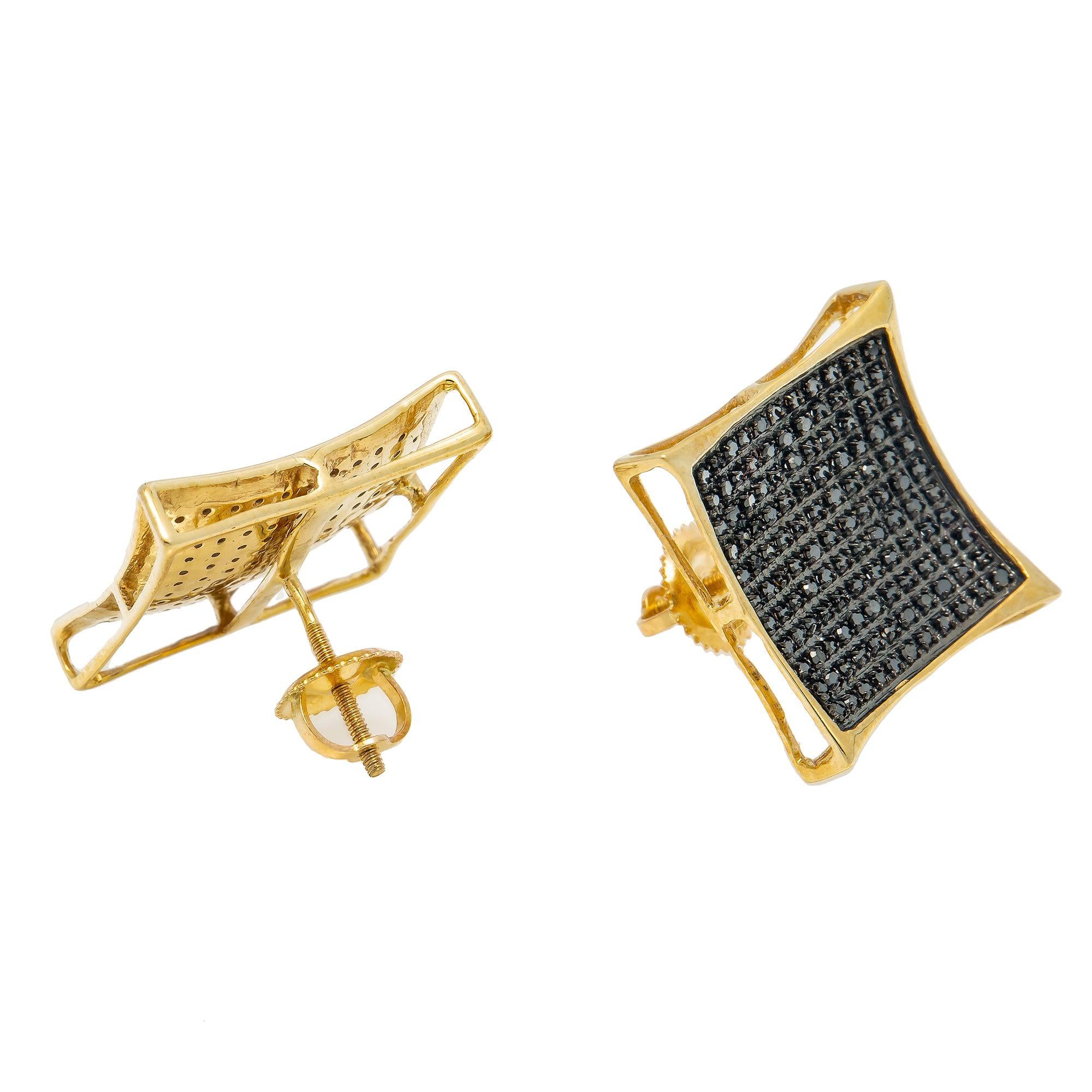 10K GOLD BLACK DIAMOND KITE EARRINGS 0.75 CTW
