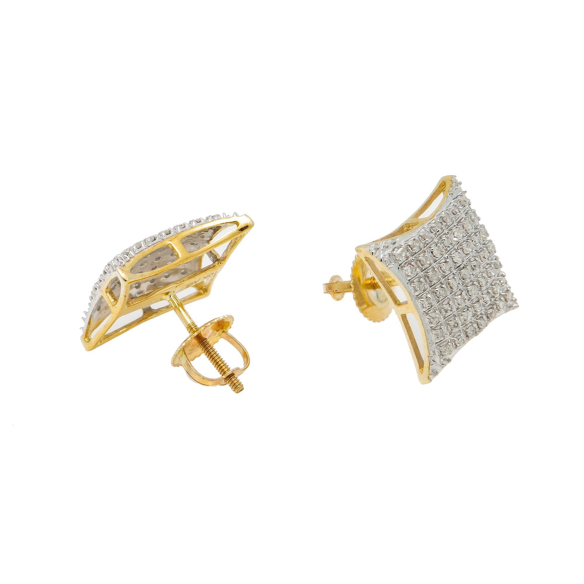 10K GOLD ILLUSION SET DIAMOND DOME KITE EARRINGS 0.33 CT