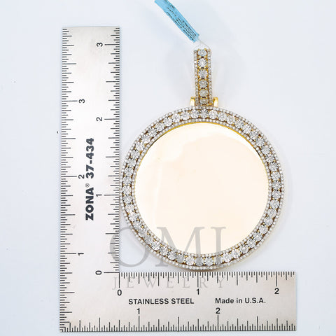 10K YELLOW GOLD CIRCLE PICTURE PENDANT WITH 2 CT DIAMONDS