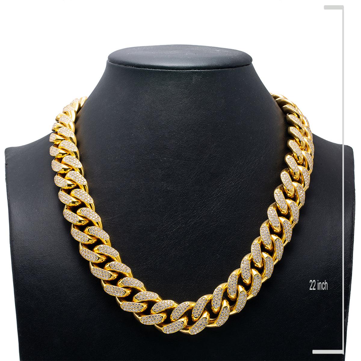 10K Yellow Gold 22" Cuban Chain With 35.75 CT Diamonds