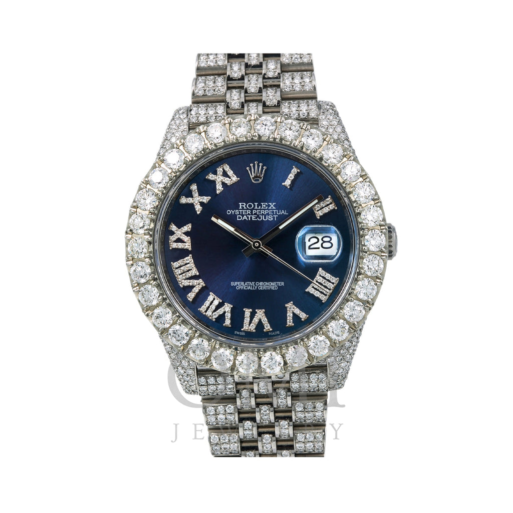 Rolex Datejust Diamond Watch, 126300 41mm, Blue Diamond Dial With Stainless Steel Bracelet