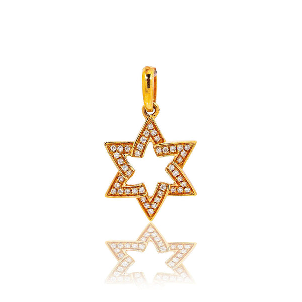 Unisex 18K Rose Gold Magen David Pendant 0.12 CT Diamond's