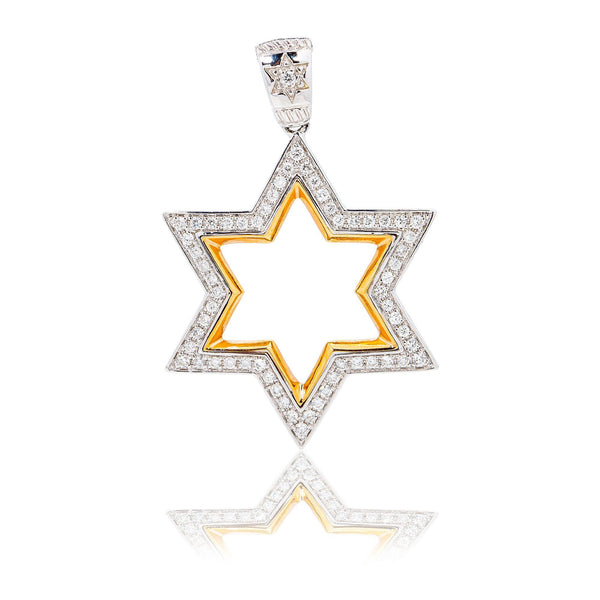 Unisex 18K White & Rose Gold Magen David Pendant 0.39 CT Diamond's