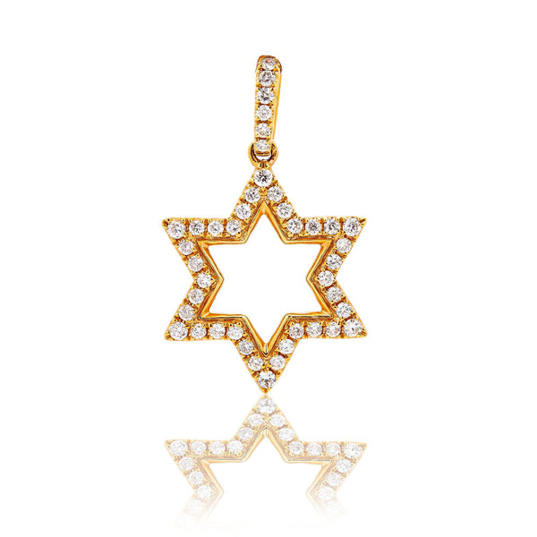 Unisex 18K Rose Gold Magen David Pendant 0.36 CT Diamonds