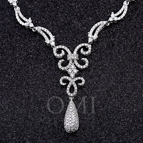 18K White Gold Women's Necklace 3.92 CT Diamonds