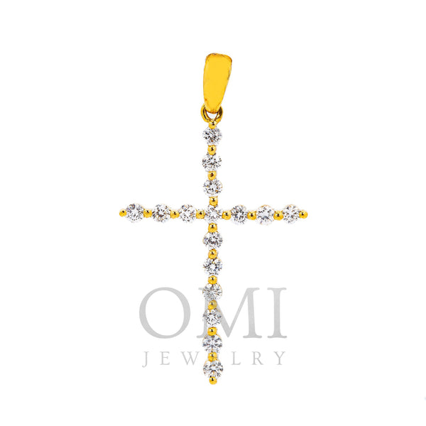 Unisex 18K Yellow Gold Cross Pendant with 0.52 CT Diamonds