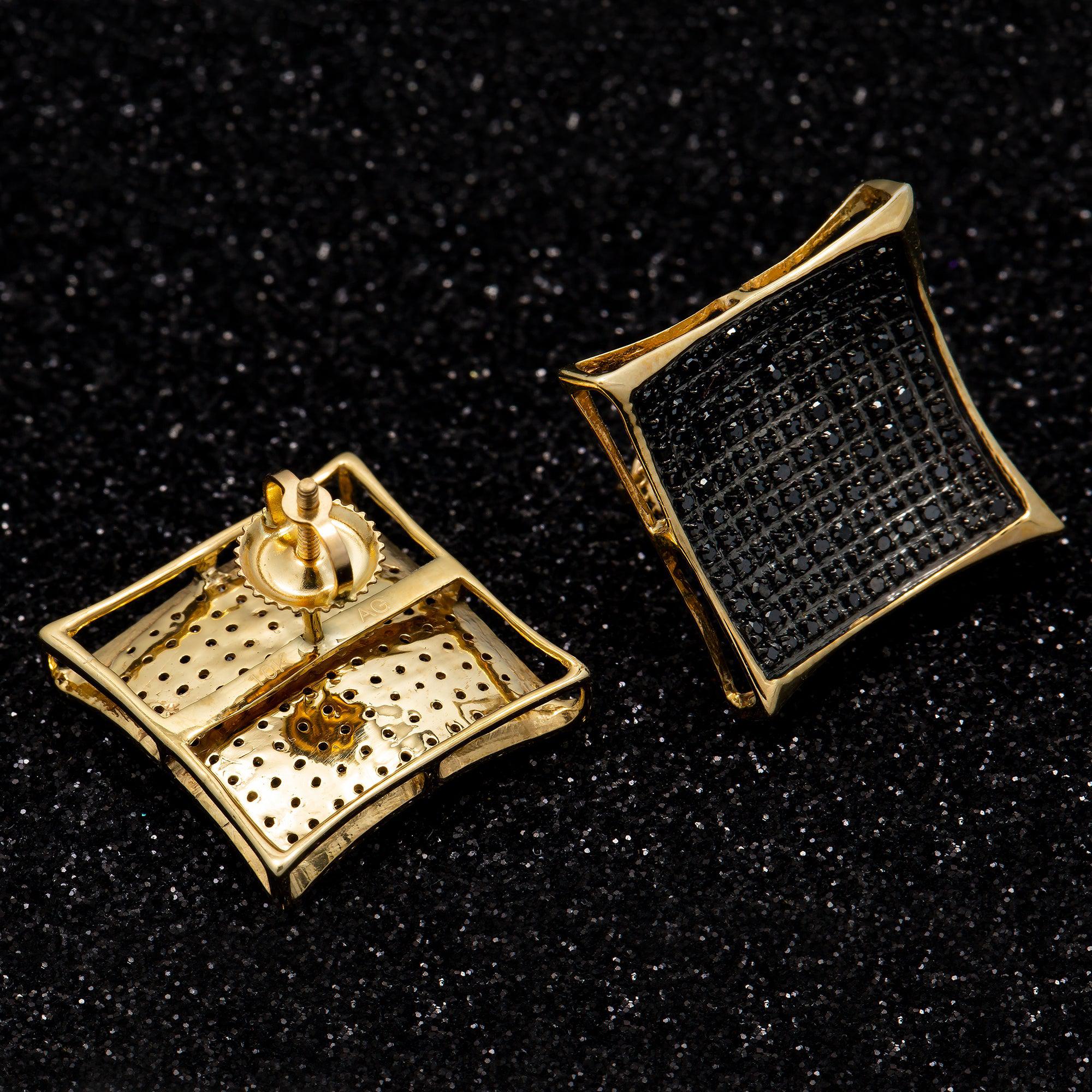 10K GOLD BLACK DIAMOND KITE EARRINGS 0.75 CTW