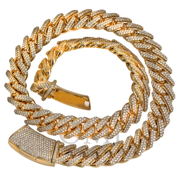 14K Yellow Gold Iced Out Diamond Cuban Link Chain | 34.68 Carats | 16 Mm Width | 24 Inch Length