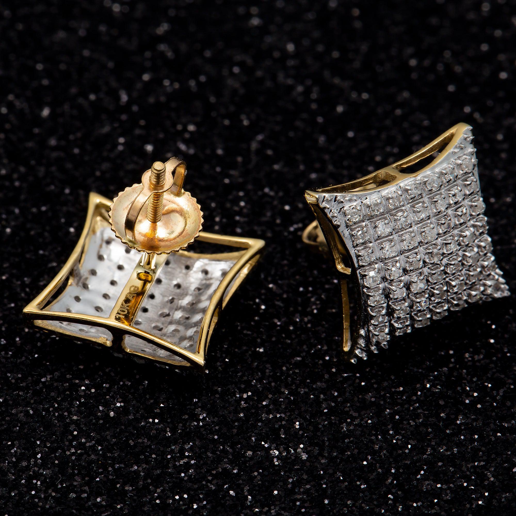 10K GOLD ILLUSION SET DIAMOND DOME KITE EARRINGS 0.33 CT