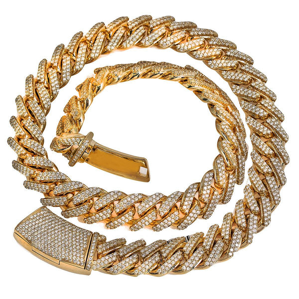 ￼⭐︎最終値引き⭐︎glitter Iced Out Chain ゴールド 14K Yellow Gold Iced Out Diamond Cuban Link Chain | 34.68 Carats