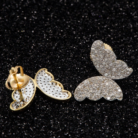 Amazon.com: CZ Pave Butterfly Earrings for Women - Butterfly Stud Earrings  for Girls - Diamond Butterfly Dangle Earrings Plated in Gold/White Gold :  Everything Else