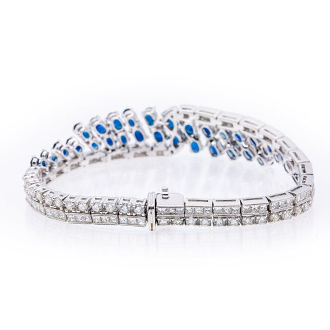 18K WHITE GOLD GEMSTONE BRACELET WITH 2.68 CT DIAMONDS AND 8.94 CT SAPPHIRE