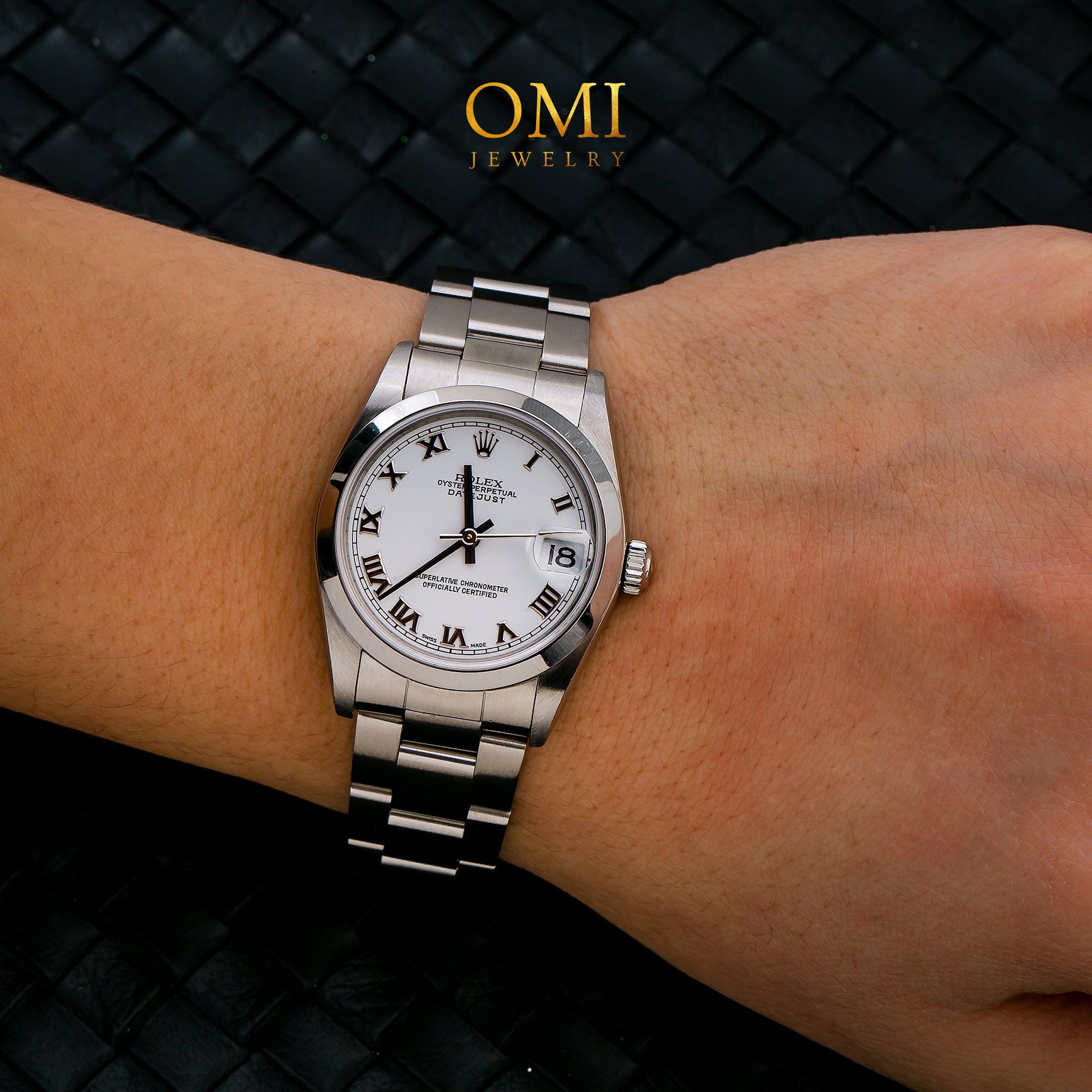 Rolex Datejust 31MM 68240 White Roman Dial Smooth Bezel Stainless Steel Oyster Bracelet