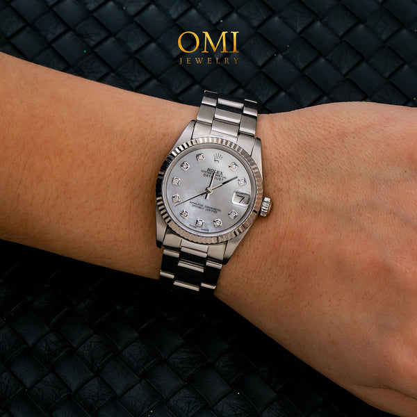 Rolex Lady Datejust 68274 31MM Silver Diamond Dial With 1.05 CT