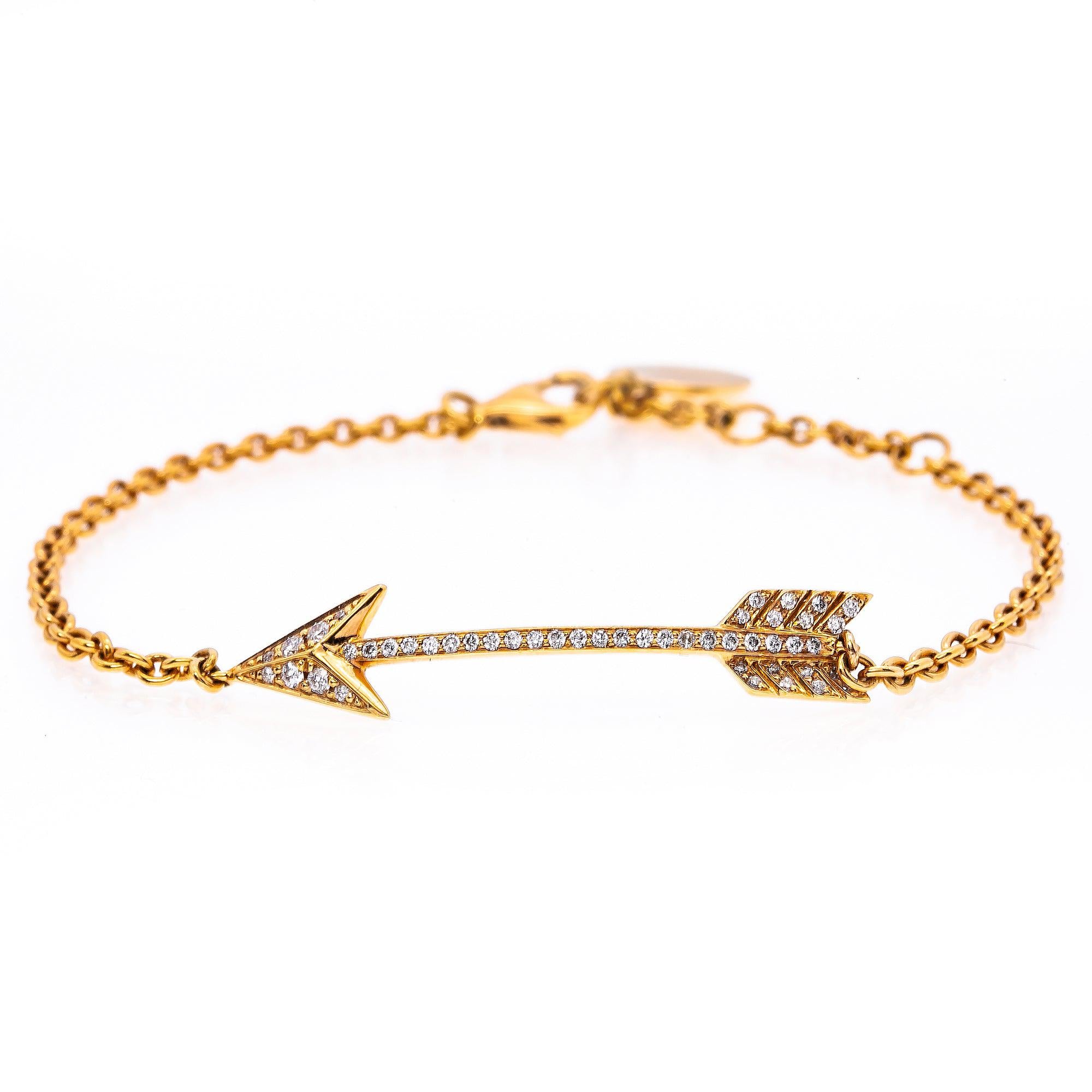 18K YELLOW GOLD LADIES BRACELET WITH 0.16 CT DIAMONDS
