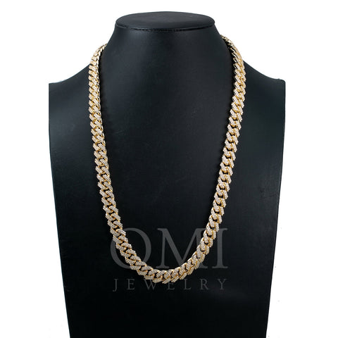 14K Yellow Gold Iced Out Diamond Cuban Link Chain | 36.35 Carats | 17.5 Mm Width | 24 Inch Length