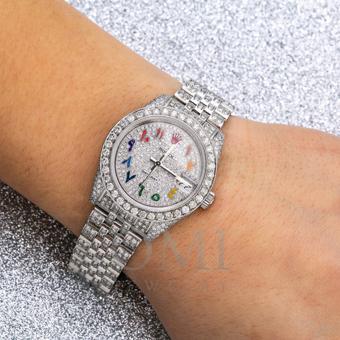 Rolex Lady-Datejust 178240 31MM Rainbow Diamond Dial With Stainless Bracelet
