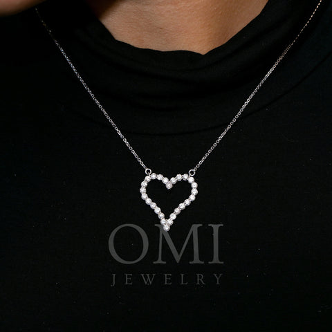 14K White Gold Ladies Heart Pendant with 1.45 CT Diamond