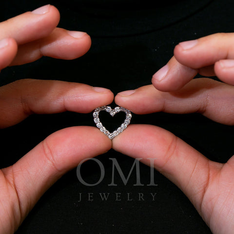 14K White Gold Ladies  Heart Pendant with 0.99 CT Diamond