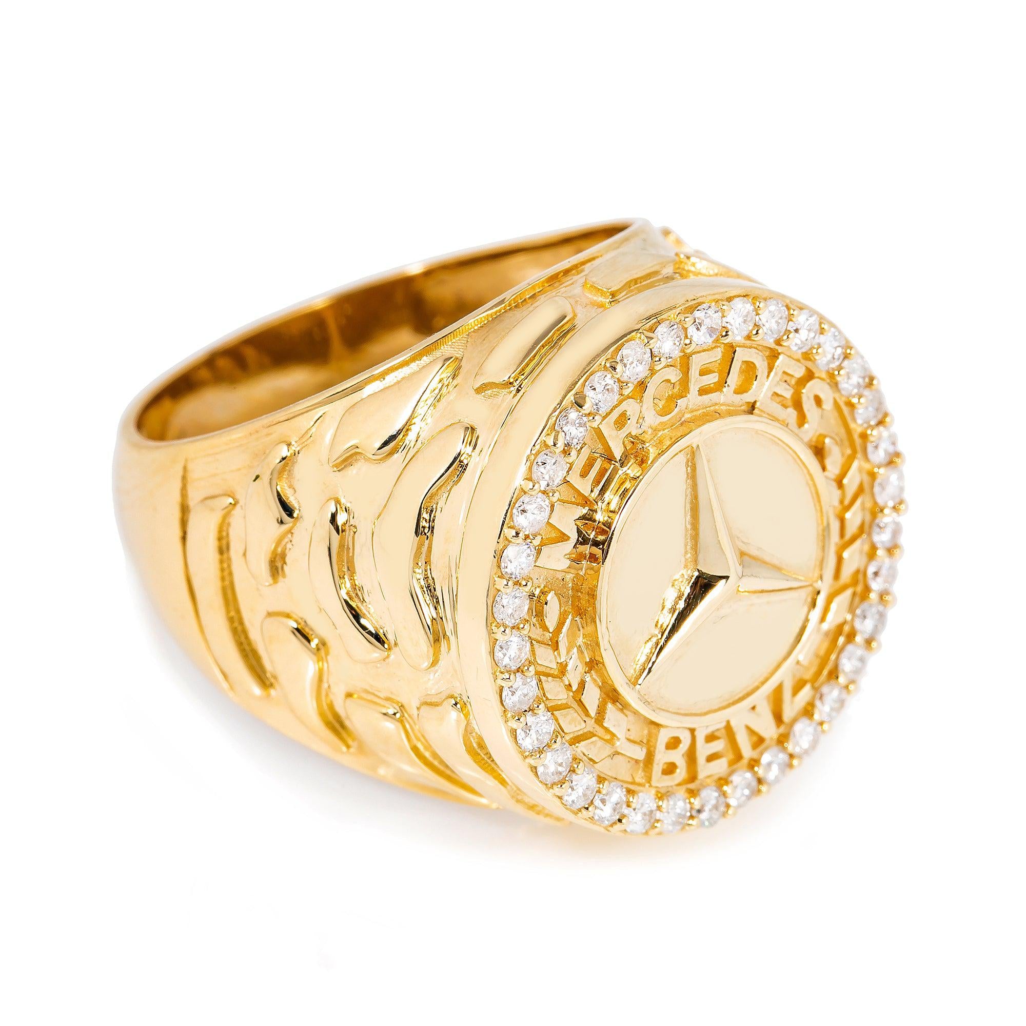 14K YELLOW GOLD MEN'S RING WITH 0.69 CT DIAMONDS