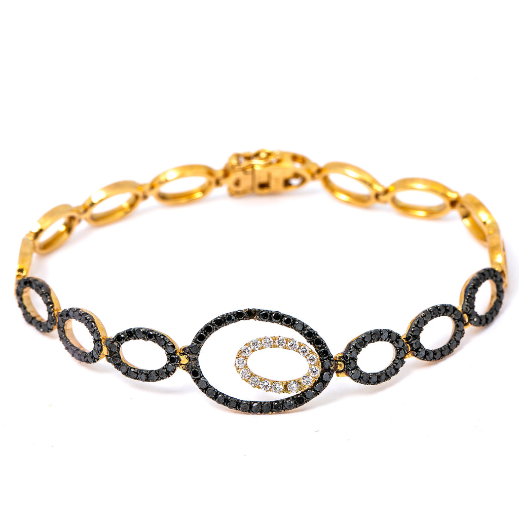 14K YELLOW GOLD COLORED DIAMOND OVAL BRACELET 1.68 CT