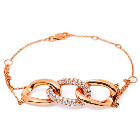 18K ROSE GOLD DIAMOND OPEN LINKED OVALS BRACELET 1.68 CT