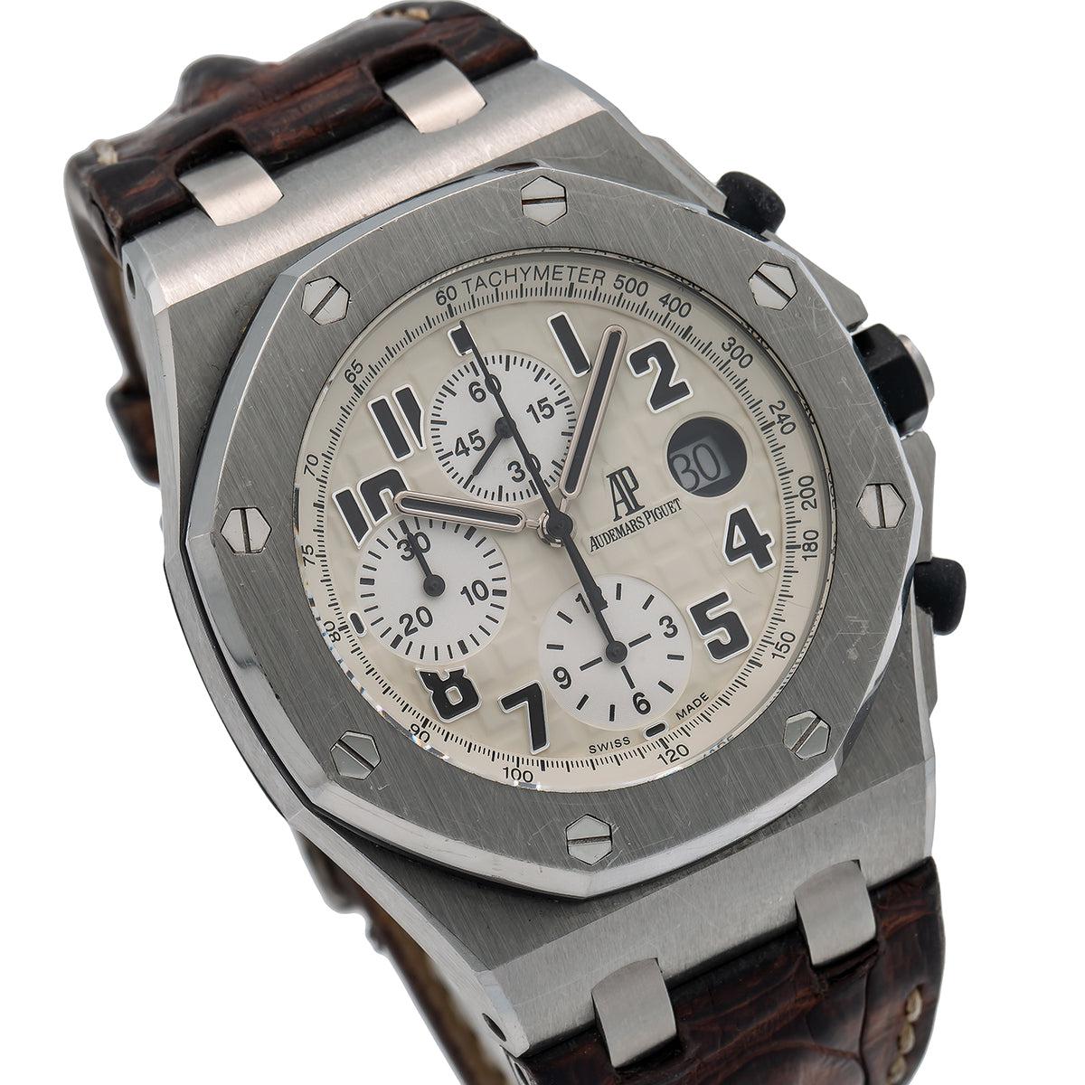 Audemars Piguet Royal Oak Offshore Safari 26170ST 42MM White Dial With Brown Leather Bracelet