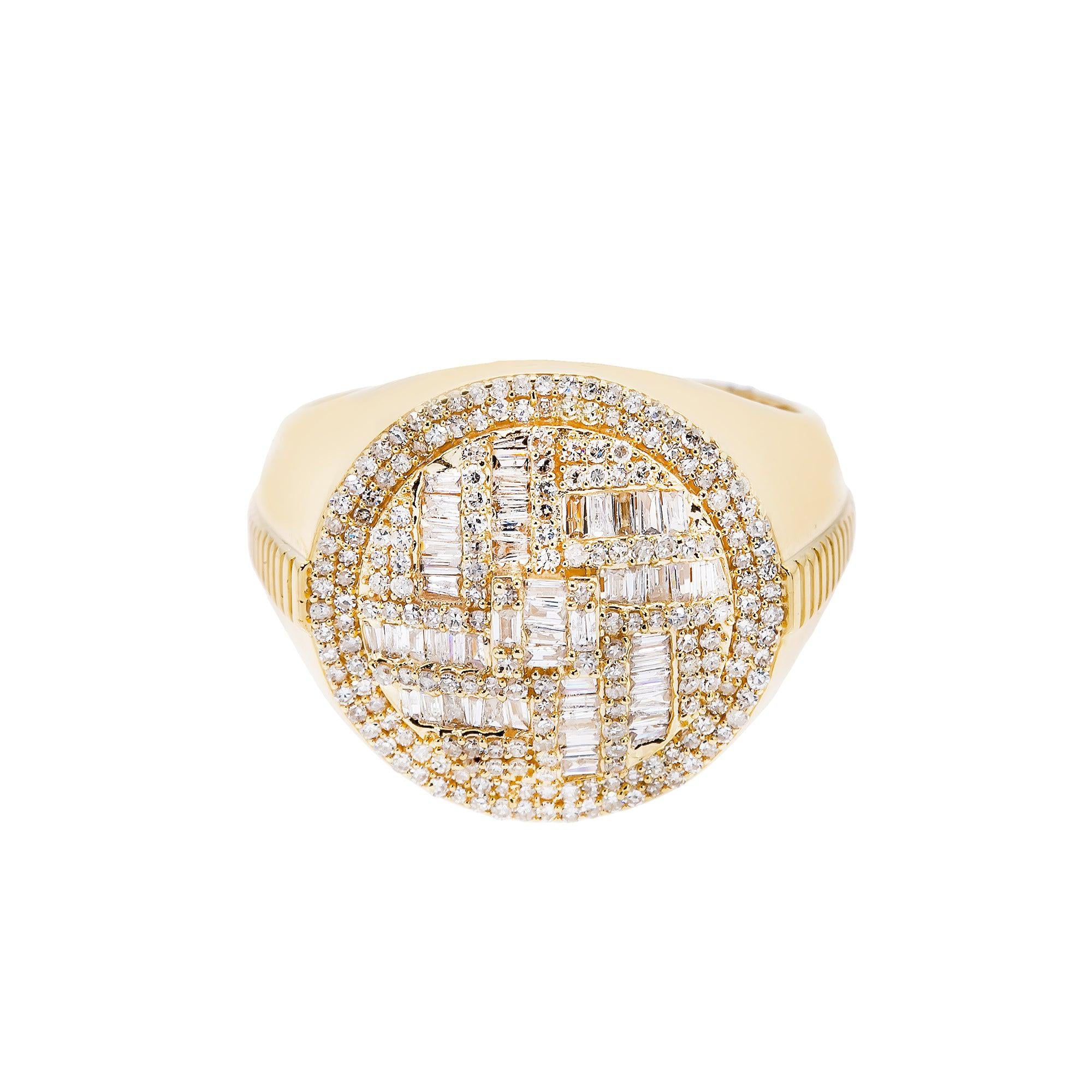 14K YELLOW GOLD MEN'S RING WITH 0.98 CT DIAMONDS
