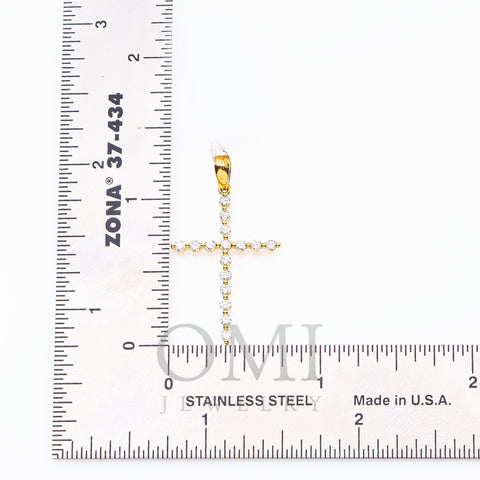 Unisex 18K Yellow Gold Cross Pendant with 0.50 CT Diamonds