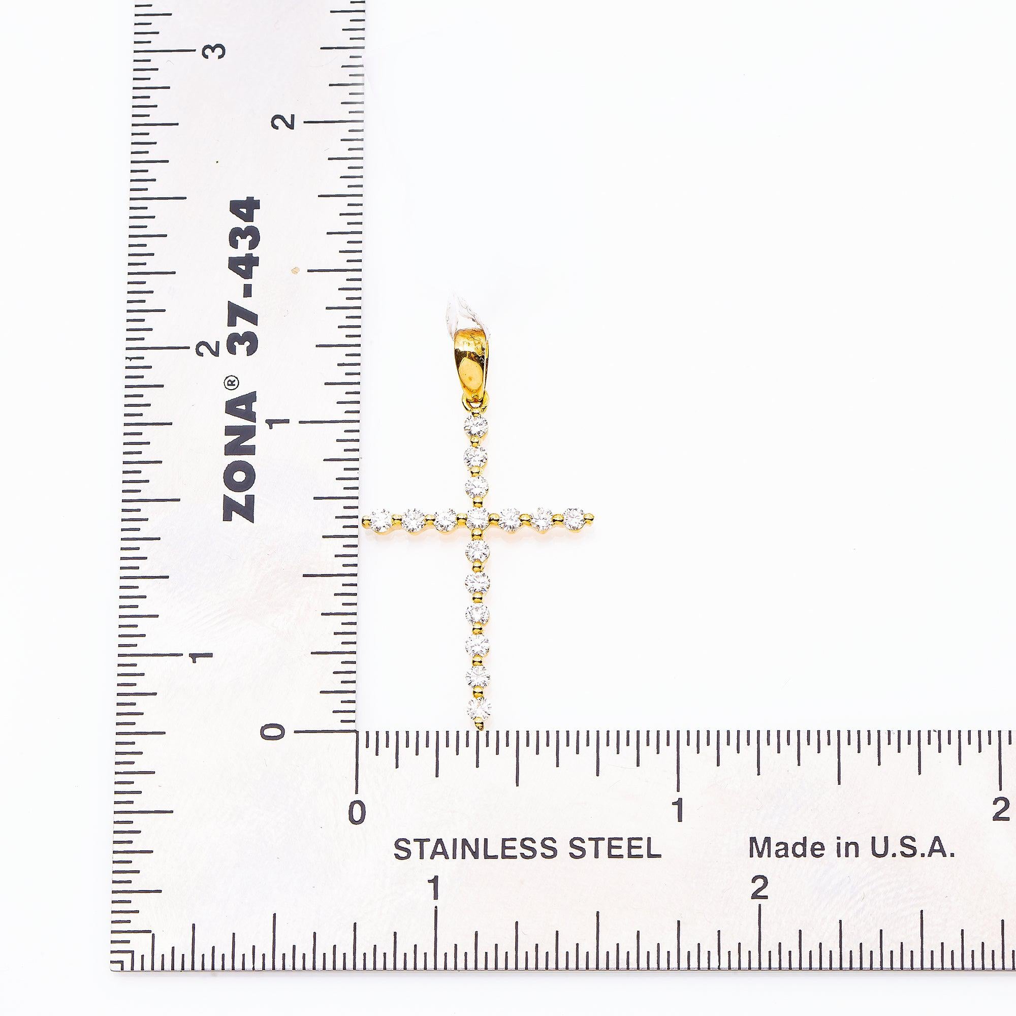 Unisex 18K Yellow Gold Cross Pendant with 0.52 CT Diamonds