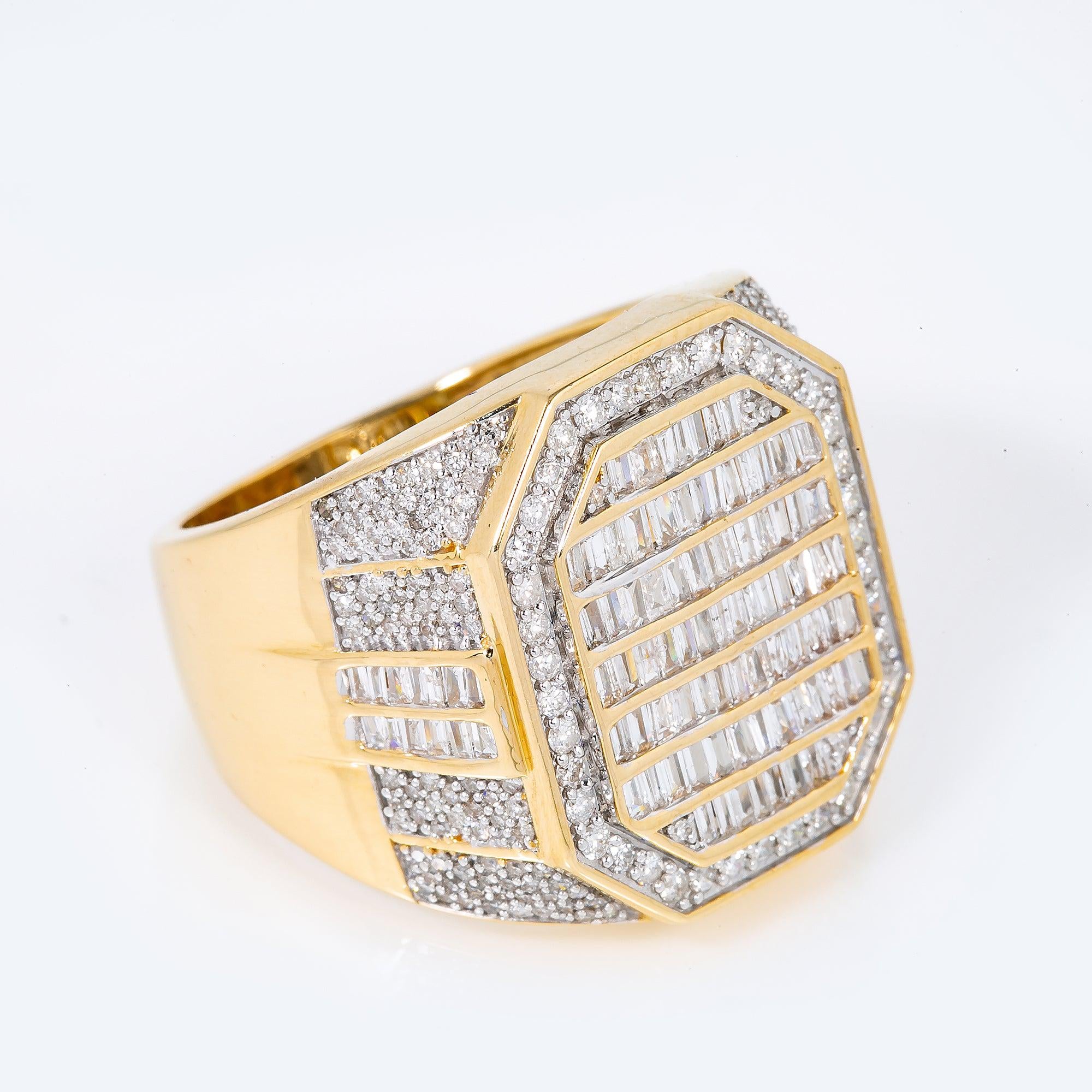 14K YELLOW GOLD MEN'S RING WITH 1.66 CT DIAMONDS
