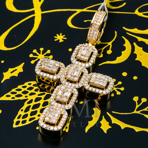Unisex 14K Yellow Gold Cross Pendant with 1.55 CT Diamonds
