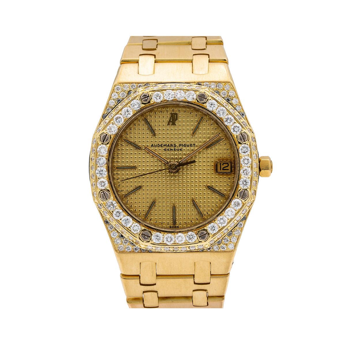 Audemars Piguet Royal Oak 36MM 4100BA Champagne Dial Diamond Bezel 18K Yellow Gold Bracelet