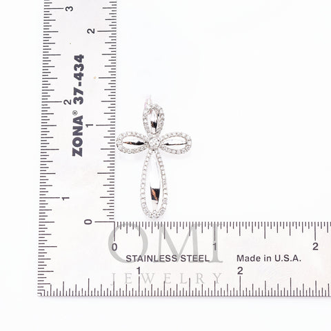 Women's 18K White Gold Cross Pendant with 0.42 CT Diamonds