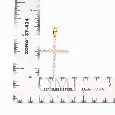 Unisex 18K Yellow Gold Cross Pendant with 0.77 CT Diamonds