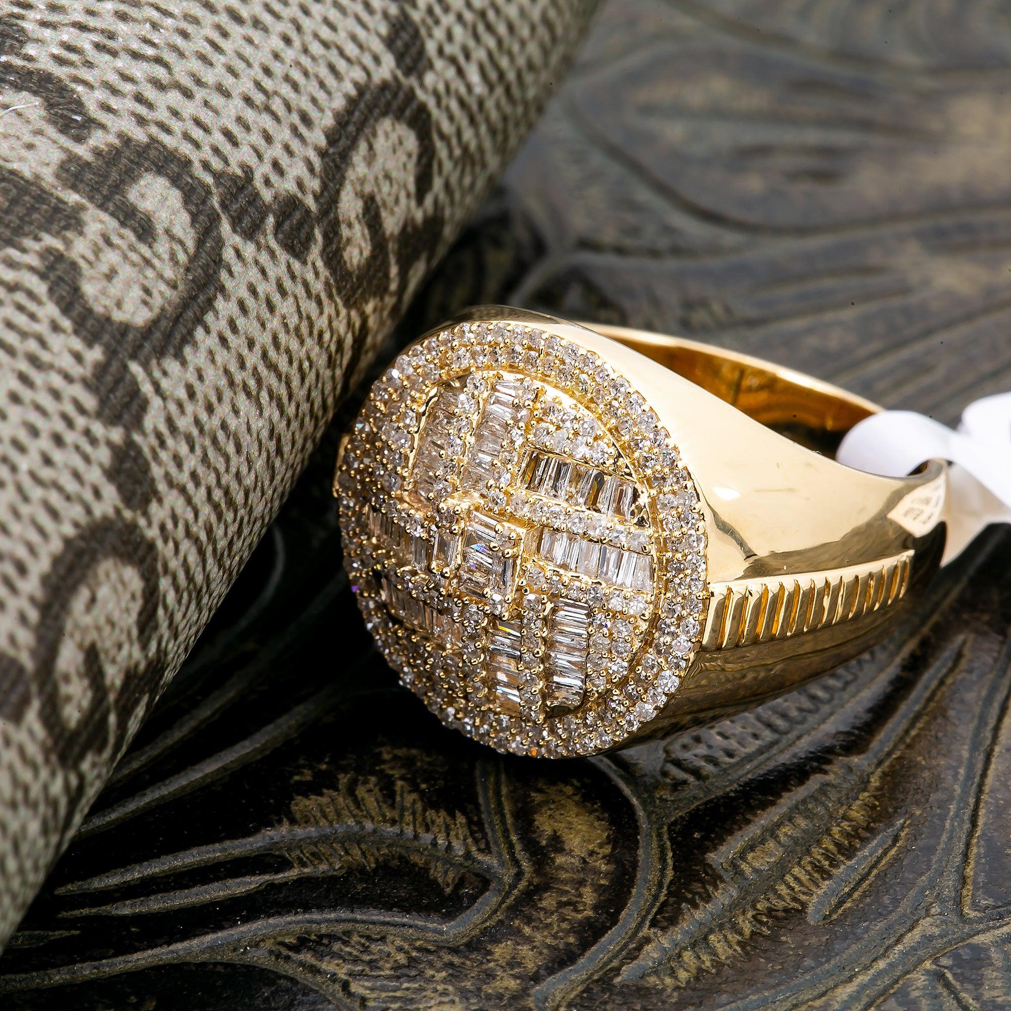 14K YELLOW GOLD MEN'S RING WITH 0.98 CT DIAMONDS