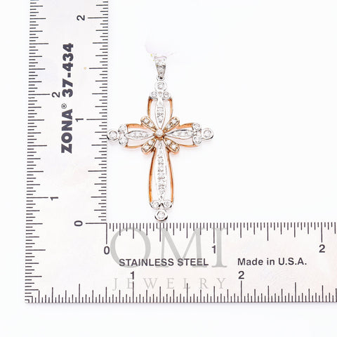 Women's 18K White & Rose Gold Cross Pendant with 0.29 CT Diamonds