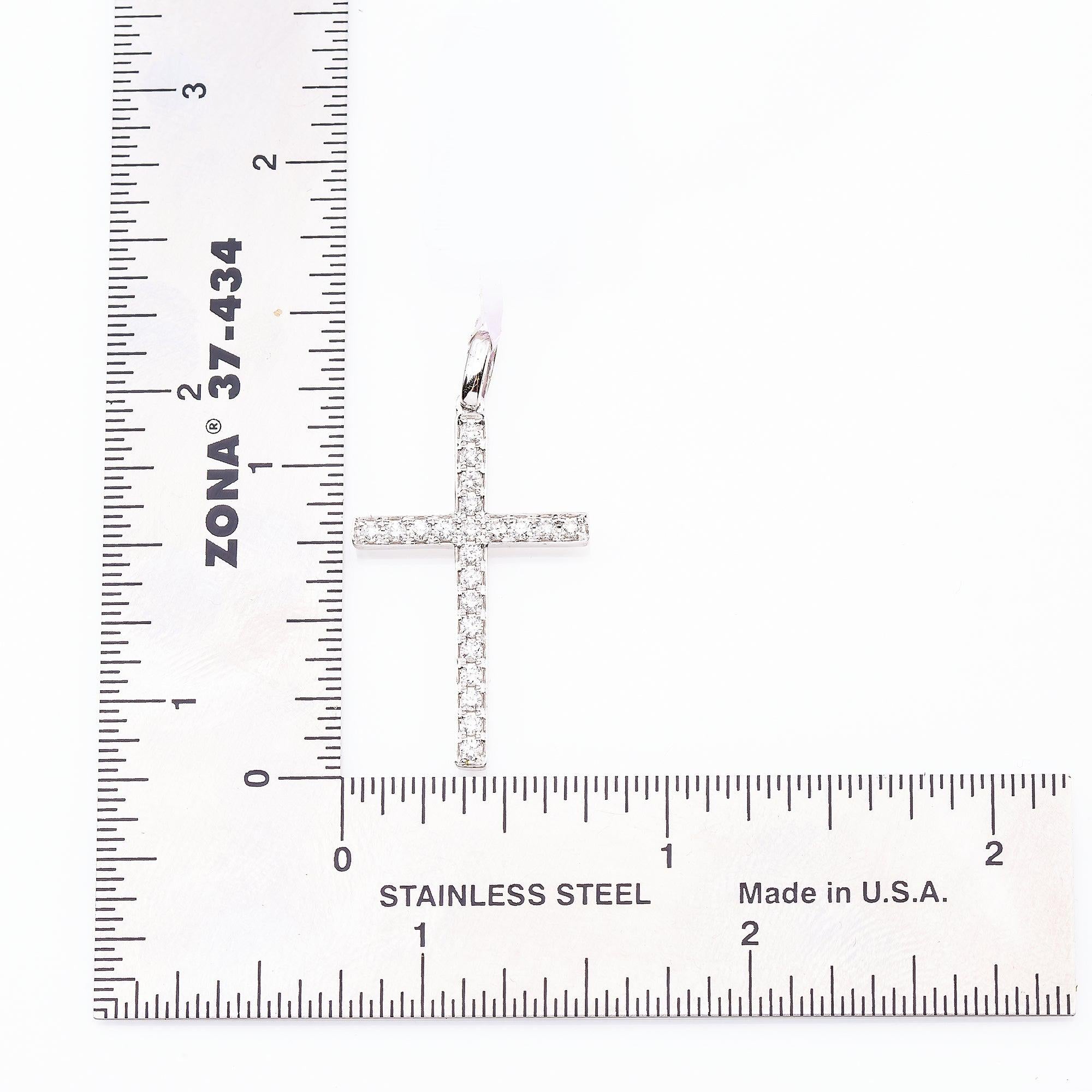 Unisex 18K White Gold Cross Pendant with 0.49 CT  Diamonds